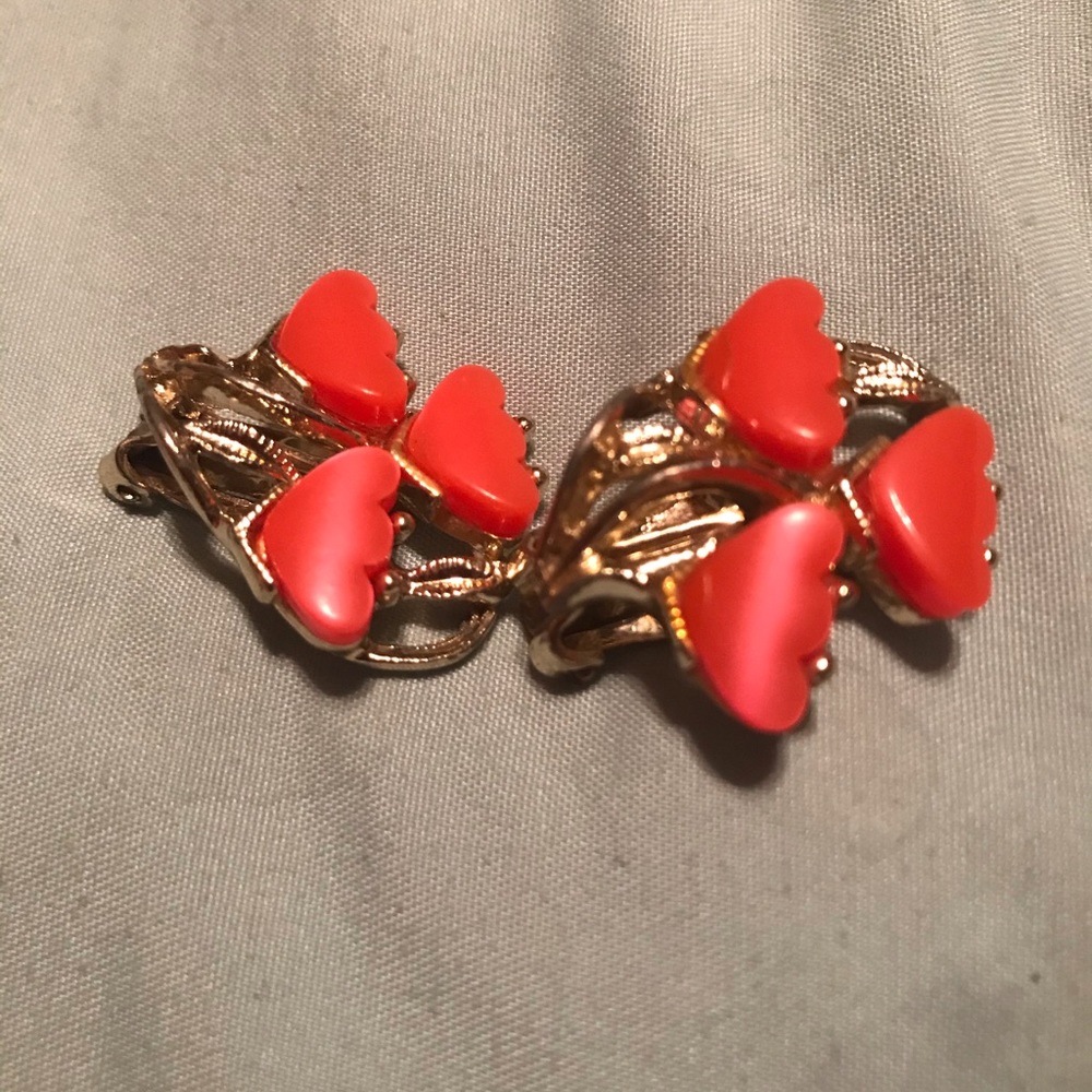 Vintage clip on earrings orange in color